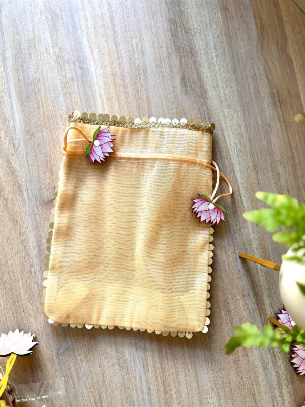 Potli with lotus draw strings - Image 3